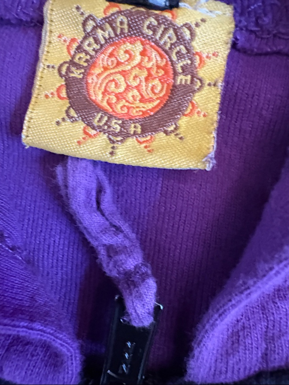 Boho Patchwork Zip Hoodie Sweater - Purple